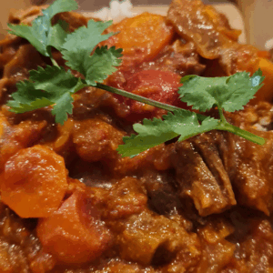 Lamb Brinjal Curry with Rice & Roast Veg – 400 grams